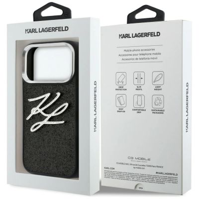 8. Karl Lagerfeld IML Glitter KL Diamond Logo Hülle für iPhone 17 Pro - Schwarz