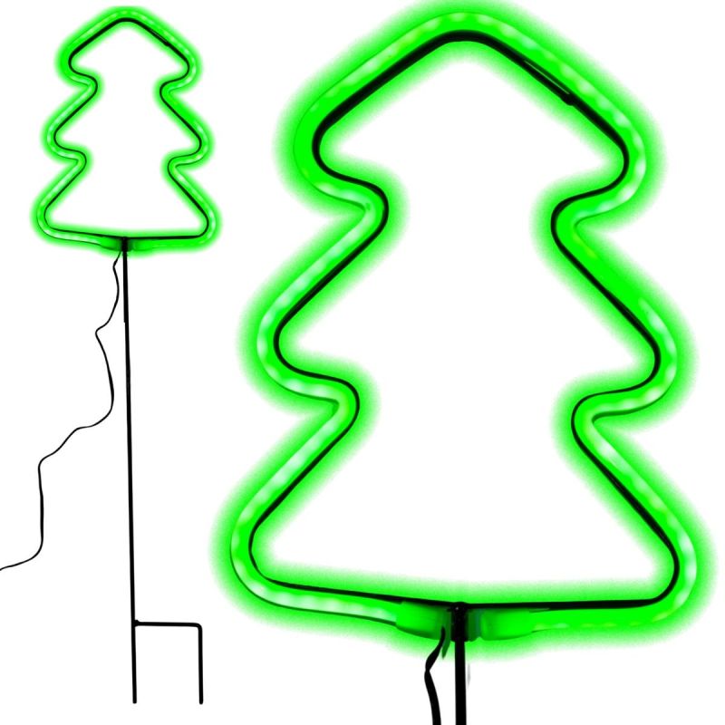 2. Neon-Weihnachtsbaum grün, 87 LEDs, batteriebetrieben, 16 x 91 cm, LUCA