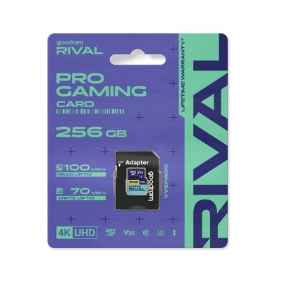 6. GOODRAM microSDXC 256GB V30 UHS I U3 RIVAL + Adapter