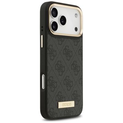 4. Guess 4G Logo Plate MagSafe Hülle für iPhone 17 Pro Max – Schwarz