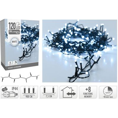26. Lichterkette für den Weihnachtsbaum, 120 LEDs, Timer, Kaltweiß