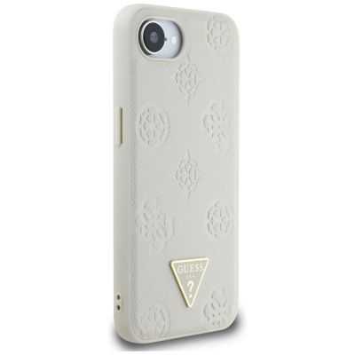 4. Guess Grained Hot Stamp Peony Triangle Logo MagSafe Hülle für iPhone 16e - Beige