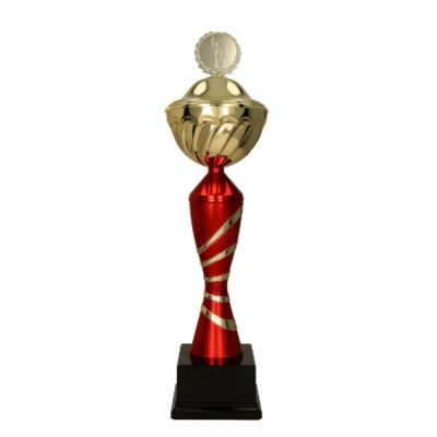 Gold- und burgunderroter Metallbecher mit Deckel ORAR RD