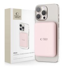 Tech-Protect LifeMag PB10 Powerbank mit MagSafe 5000 mAh 15 W USB-C-Anschluss – Rosa + USB-C-Kabel