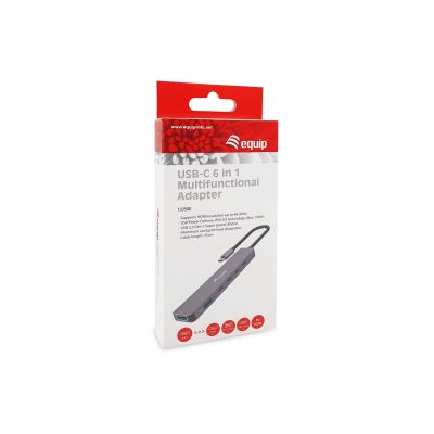 6. Equip 133500 Dockingstation, kabelgebunden, USB 3.2 Gen 1 (3.1 Gen 1), Typ-C, Grau
