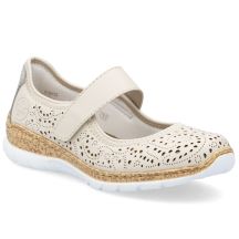 Rieker N4299-60 bequeme Damenschuhe mit durchbrochenem Klettverschluss in Beige