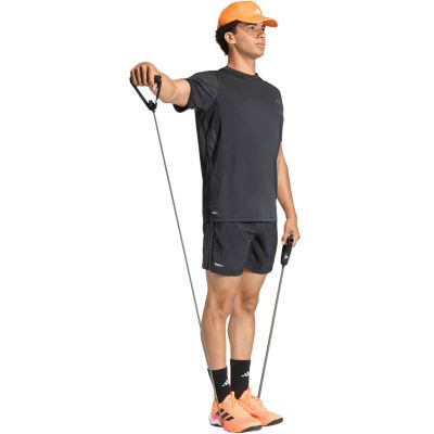 6. adidas Tech Essentials Workout T-Shirt für Herren mit 3 Streifen, schwarz, KQ7485