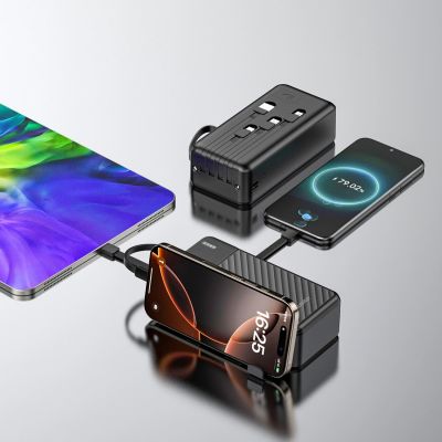 3. Dudao K11 Max 30000mAh Powerbank mit integrierten Kabeln - Schwarz