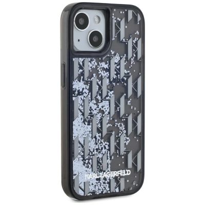 4. Karl Lagerfeld Liquide Glitter Monogram Gradient iPhone 15 Hülle - Schwarz