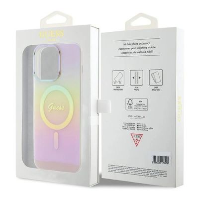 8. Guess IML Iridescent MagSafe Hülle für iPhone 15 Pro – Rosa