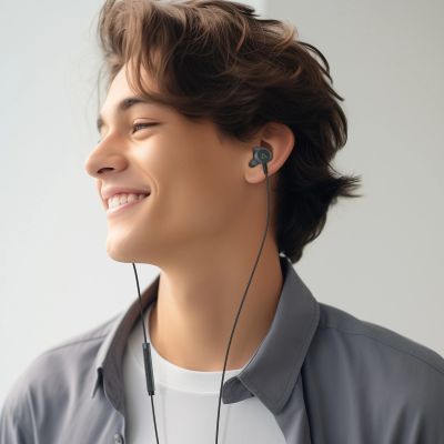 6. Acefast L1 In-Ear-Kopfhörer mit Lightning-Anschluss, Mikrofon und Fernbedienung 1,2 m – Schwarz