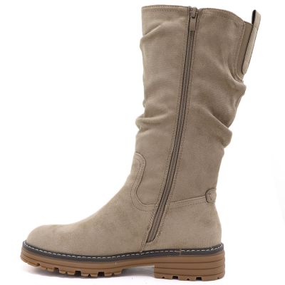 3. Warme Damenstiefel aus geknittertem Wildleder, beige, M.Daszyński SA259-3