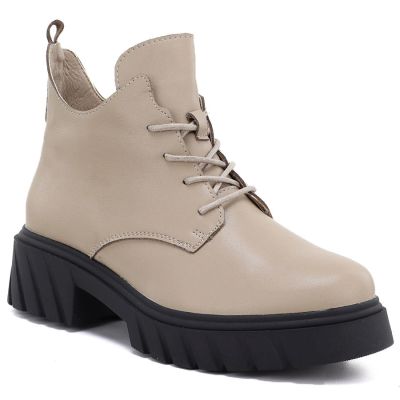 5. Beigefarbene Damen-Ankle-Boots aus Leder mit Plateau, Modell M.Daszyński SFY2502-11ac