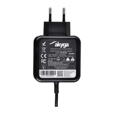 3. Akyga AK-ND-60 Notebook-Netzteil (20 V; 2,25 A, 2,31 A, 2,37 A, 2,64 A, 3,0 A; 45 W; USB Typ-C)