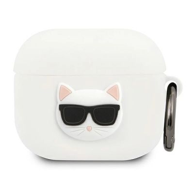 Karl Lagerfeld Silikon-Choupette-Hülle für AirPods 3 – Weiß