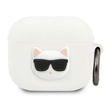 Karl Lagerfeld Silikon-Choupette-Hülle für AirPods 3 – Weiß