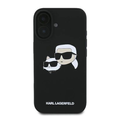 3. Karl Lagerfeld Silikonhülle mit Nabble-Kopf-Print und MagSafe-Design für iPhone 16 – Schwarz