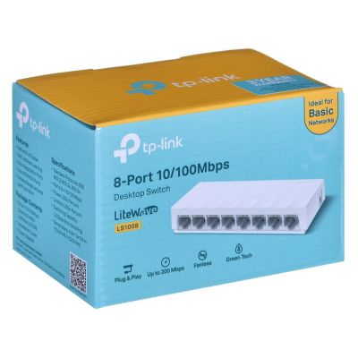 5. Switch TP-LINK TL-LS1008 Anzahl 8 RJ45-Ports 10/100 Mbit/s (automatische Aushandlung der Verbindungsgeschwindigkeiten, Auto-MDI/MDIX)