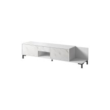 TV-Schrank MARMO 2D1S1K 195x40xH47,5 weiß matt/weißer Marmor