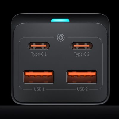 15. Baseus GaN3 Pro schnelles universelles GaN-Ladegerät 2 x USB Typ C / 2x USB 100W PD3.0, QC4.0+, AFC schwarz (CCGP000101)