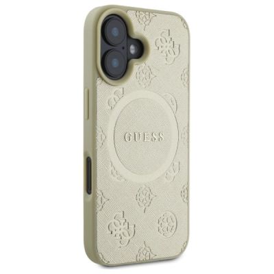 4. Guess Saffiano Peony Classic Logo MagSafe Hülle für iPhone 16 - Gold