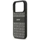 6. DKNY iPhone 17 Pro Hülle mit sich wiederholendem Texturmuster und Ton-in-Ton-Streifen – Schwarz