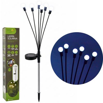 8. Solarlampe „Tanzt im Wind“ – Weiße Kugeln, 6 LEDs, 72 cm, Kaltweiß
