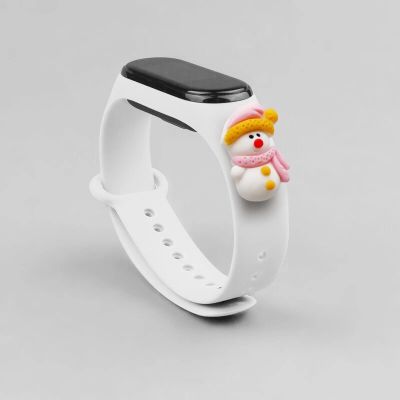 2. Strap Xmas für Xiaomi Mi Band 3 / 4 Weihnachts-Silikonarmband mit Schneemann - Weiß