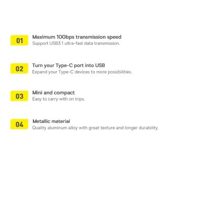 14. Baseus Ingenuity Series USB-C-zu-USB-A-10-Gbit/s-Adapter – Schwarz