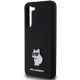 6. Karl Lagerfeld Silikon Choupette Metal Pin Hülle für Samsung Galaxy S24+ – Schwarz