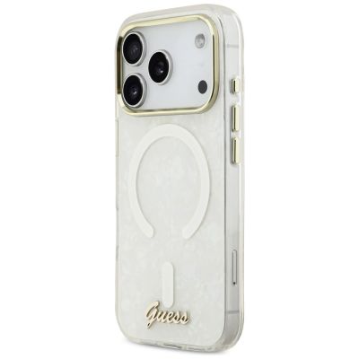 2. Guess IML Shell Script Metal MagSafe Hülle für iPhone 17 Pro Max – Weiß