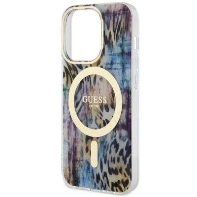 6. Guess GUHMP14XHLEOPWB iPhone 14 Pro Max 6.7" Blau/Blau Hardcase Leopard MagSafe