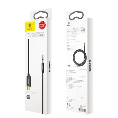15. Baseus Stereo-Audiokabel AUX 3,5 mm Miniklinke - USB Typ C für Tablet-Telefon 120 cm schwarz (CAM01-01)