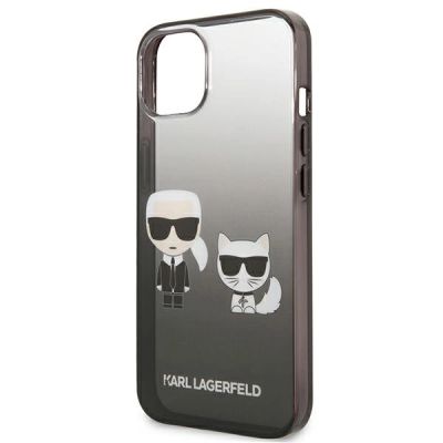 6. Karl Lagerfeld Gradient Ikonik Karl&Choupette Hülle für iPhone 13 mini - Schwarz