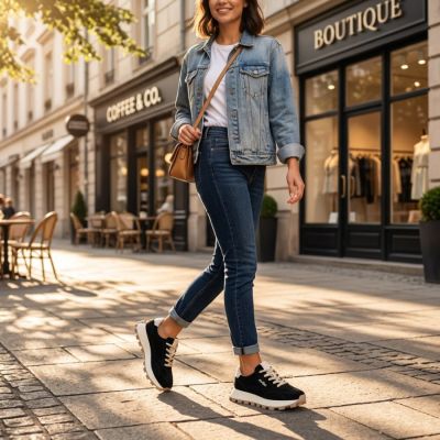 12. Schwarze Leder-Plateau-Sneaker Filippo DP7498