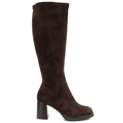 2. Damenstiefel aus braunem Veloursleder mit Absatz Potocki SZ12849