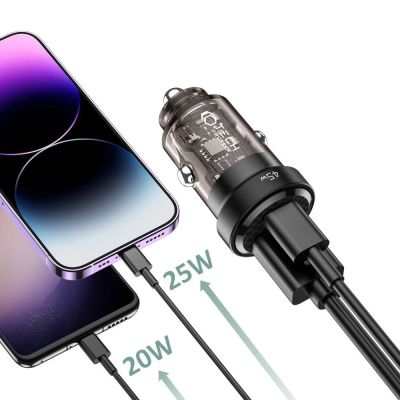 5. Tech-Protect CC45W Autoladegerät USB-C PD 45W / USB-A QC 3.0 - Schwarz