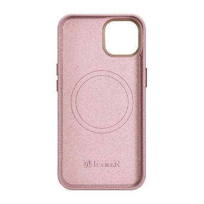 3. iCarer Litchi Premium Ledertasche iPhone 14 Plus magnetische Ledertasche mit MagSafe Pink (WMI14220711-PK)