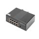 7. Industrieller Switch mit 7 Ports, Gigabit PoE+, 1x PD, IEEE802.3af/at, DIN-Schienenmontage und erweitertem Temperaturbereich.