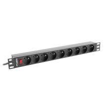 Lanberg PDU-09E-0300-BK RACK Steckdosenleiste (7 x UTE; 16 A (3680 W); 3 m; schwarz)