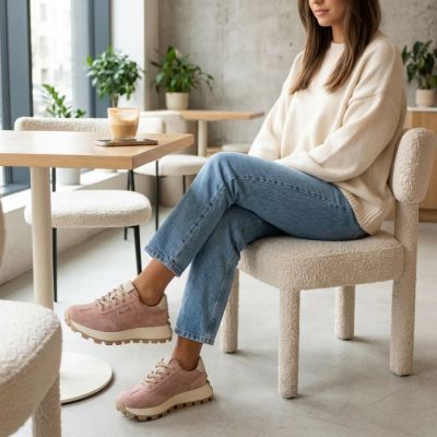 9. Leder-Plateau-Sneaker, pinkfarben, Filippo DP7498