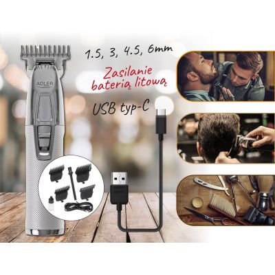 15. ADLER AD 2836s Silberner USB-Trimmer