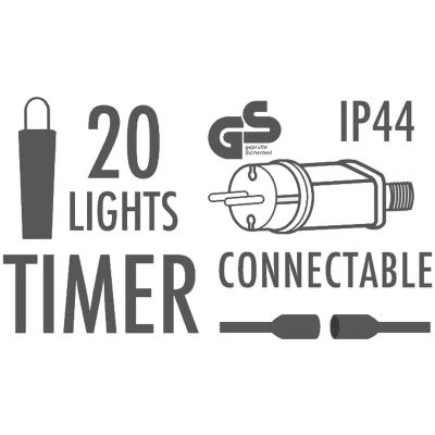 8. Gartengirlande Partybeleuchtung 20 LED A60 weißes Kabel