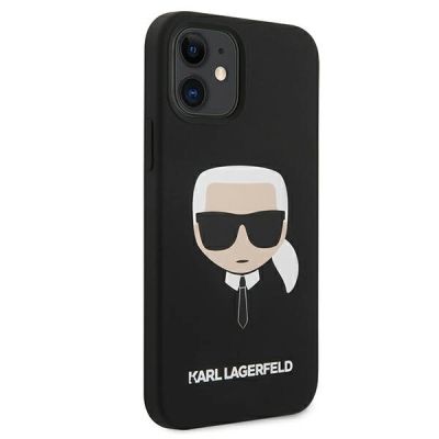 4. Karl Lagerfeld Silikonhülle mit Karls Kopf für iPhone 12 mini – Schwarz