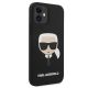 4. Karl Lagerfeld Silikonhülle mit Karls Kopf für iPhone 12 mini – Schwarz