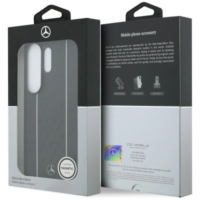 8. MagSafe-Hülle mit vertikalen Streifen im Mercedes Lorbeerblatt-Design für Samsung Galaxy S26 Ultra – Schwarz und Weiß