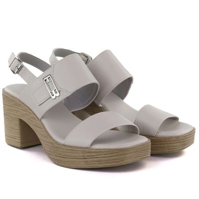 13. Damen-Sandalen mit Absatz, aschgrau, M.Daszyński MR23126-9
