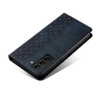 5. Magnetband Hülle Hülle für Samsung Galaxy S22+ (S22 Plus) Tasche Geldbörse + Mini Lanyard Anhänger Blau