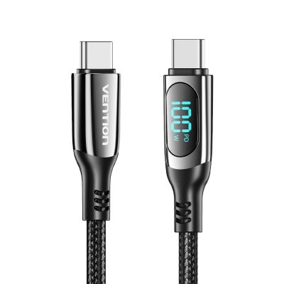 2. USB-C-zu-USB-C-Kabel Vention USB 2.0 5A, 1,2 m, mit Display, Schwarz