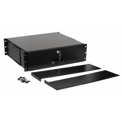 2. 19"-Schubladensystem für 3U-Serverschränke, abschließbar BK (EZD-3-B)